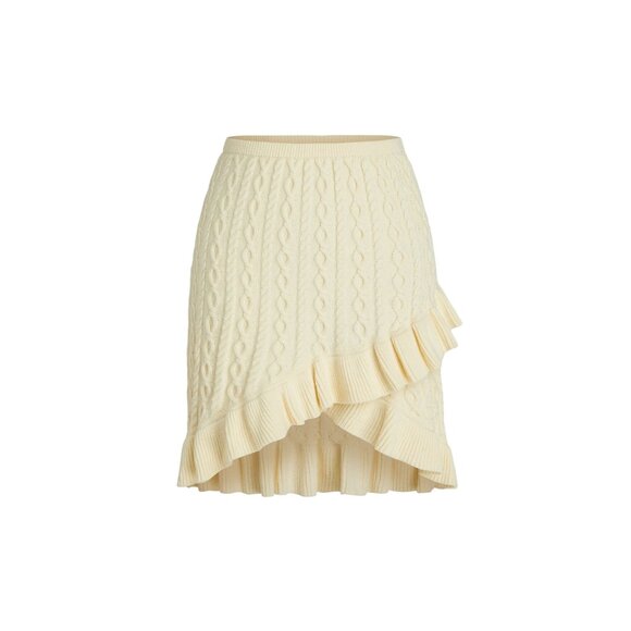 NWT Cider L Cable Knit Cream Ruffle Hem Mini Skirt - Picture 1 of 7